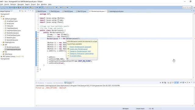 BorderLayout in Java смотреть онлайн