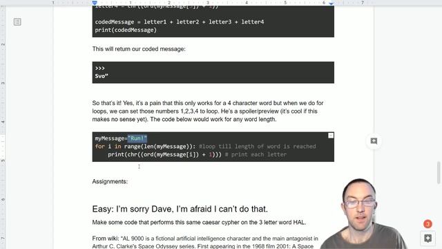 Python 3: Cyphers, ASCII, ord(), Chr() смотреть онлайн