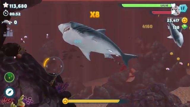 Hungry Shark gameplay: Big Daddy (Dunkleosteus), Megalodon, and Great White shark. смотреть онлайн