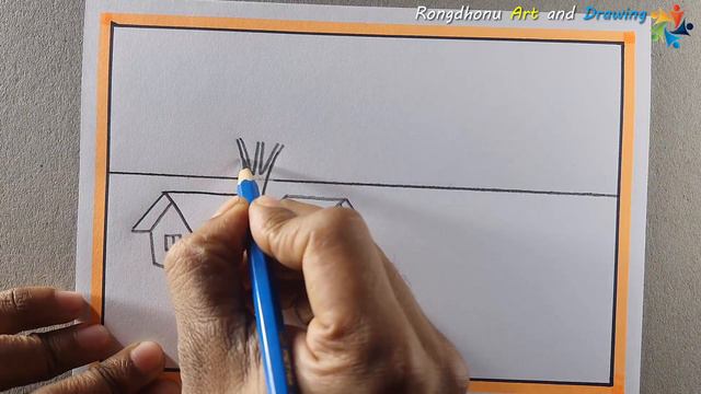 Village Scenery Drawing with Pencil Easy💚💚 Prakitik Drisso Art смотреть онлайн