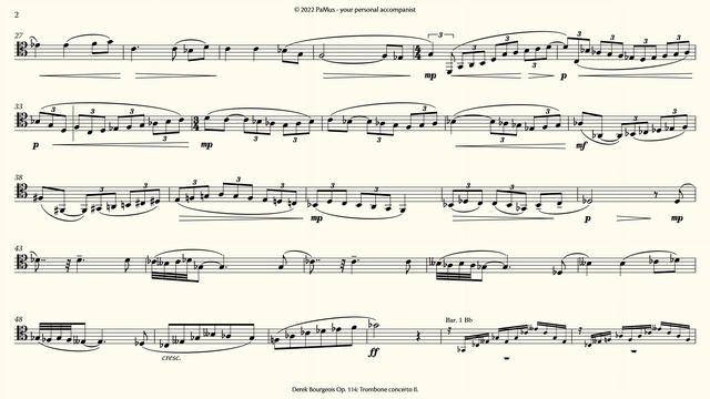Derek Bourgeois: Trombone Concerto Op. 114, 2nd movement orchestra 440Hz смотреть онлайн