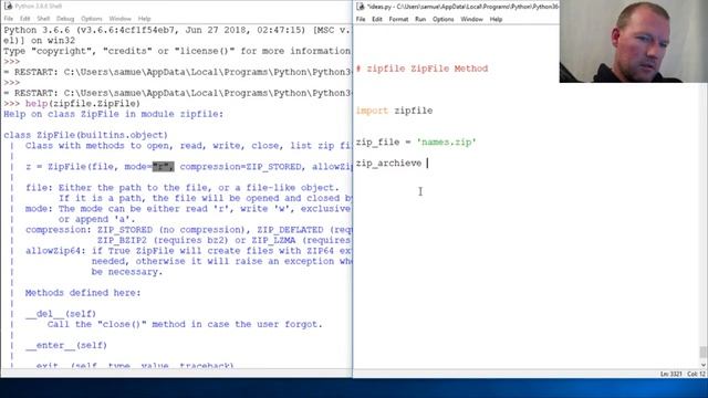 Python Basics Zipfile ZipFile Method смотреть онлайн