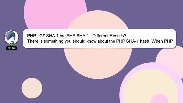 PHP : C# SHA-1 vs. PHP SHA-1...Different Results? смотреть онлайн