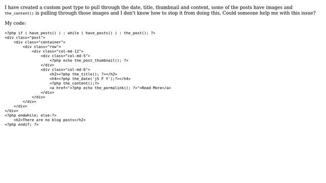 Wordpress: the_content() stop images being pulled through смотреть онлайн