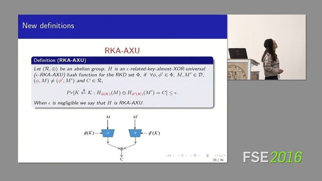 Yuling Li | Related Key Almost Universal Hash Functions Definitions, Constructions and Applications смотреть онлайн