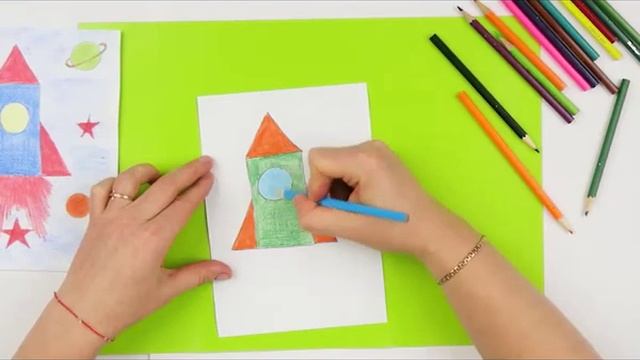 "РАКЕТА В КОСМОСЕ" КАРАНДАШАМИ рисование с детьми смотреть онлайн