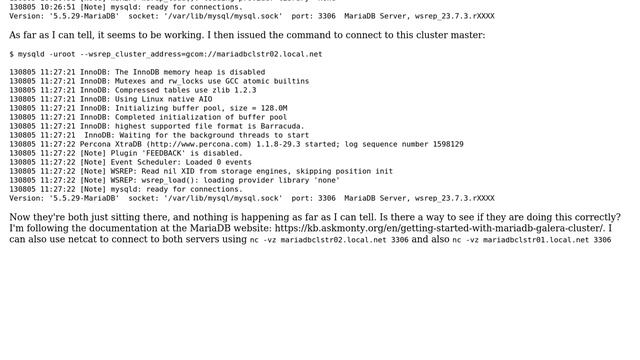 DevOps & SysAdmins: MariaDB Galera Cluster hang after issue cluster command смотреть онлайн