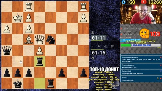 ШАХМАТЫ. БЛИЦ СО ЗРИТЕЛЯМИ НА ЛИЧЕСС. ИГРА ВТЕМНУЮ