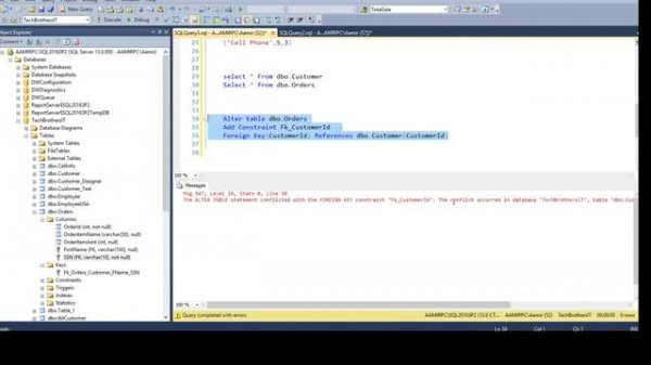 The ALTER TABLE statement conflicted with the FOREIGN KEY constraint in SQL Server-SQL Tutorial P69