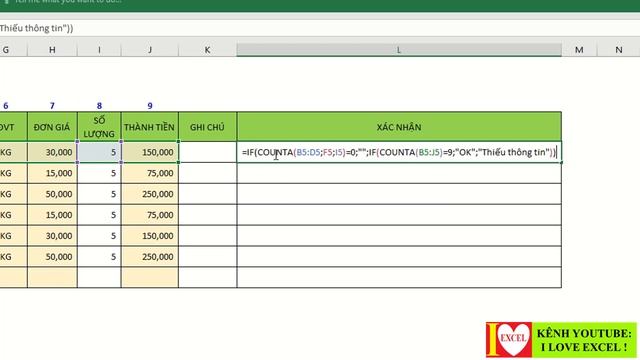 CÁCH CẢNH BÁO TRÁNH NHẬP SÓT DỮ LIỆU - UD HÀM IF VÀ HÀM COUNTA - TÔ MÀU THEO ĐIỀU KIỆN (ILOVEEXCEL! смотреть онлайн