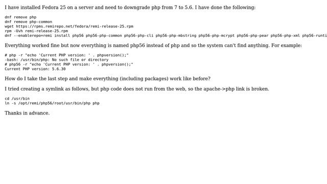 DevOps & SysAdmins: How to downgrade from php 7 to 5.6 on Fedora 25? смотреть онлайн