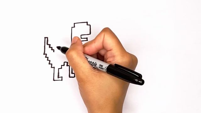 How to Draw the Google Dinosaur No Internet Game! - Step by step drawing смотреть онлайн