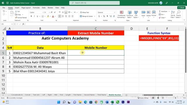 ?️ Extract Mobile / phone Number from string | Learn MS Excel with Aatir Academy 2022 смотреть онлайн