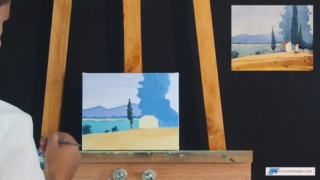 Летний пейзаж прованс - Онлайн академия Рисуем Легко смотреть онлайн