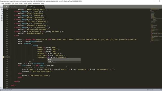 Login and register with secure md5 password encryption using PHP смотреть онлайн