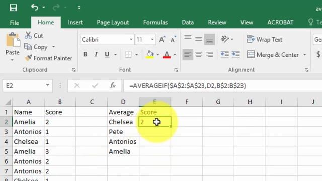 Using AVERAGEIF in Excel to calculate an average score for each student смотреть онлайн