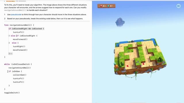 Swift Playgrounds на русском, Algorithms 2 урок | Adjusting Your Algorithm смотреть онлайн