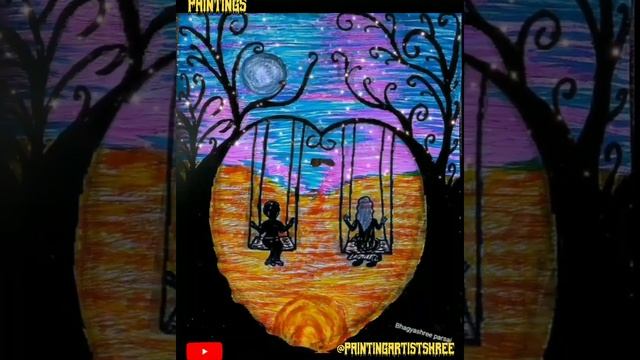 my sketch color painting ?️?️(title of ,,moon & sun,,) #sketchcolour #drawing #artdrawing #art смотреть онлайн