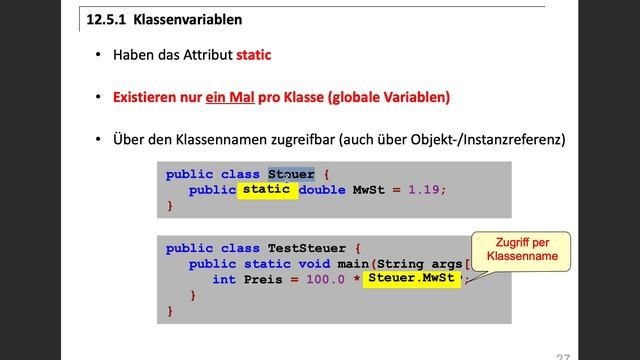 Programmierung WiSe 19/20: Vorlesung 15 — Konstruktoren, Klassen- und Instanz-Variablen/-Methoden смотреть онлайн