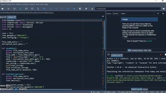 Darsh Garg / Project - 186 (Encrypting Personal Data) / WhiteHat Jr / Python Coding / Spyder смотреть онлайн