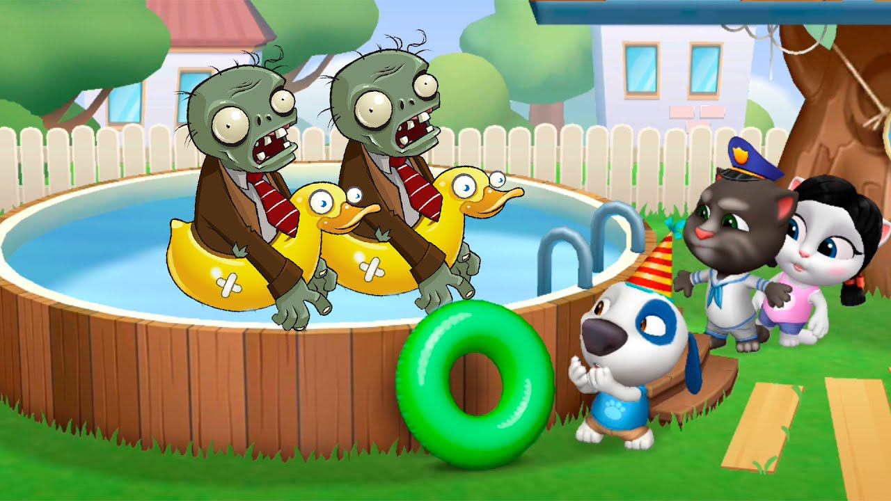 ЗОМБИ в БАССЕЙНЕ  МОЙ ГОВОРЯЩИЙ кот ТОМ и друзья  Страшный сон котика #Том