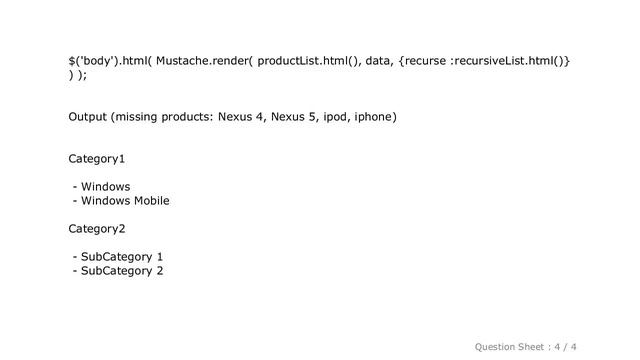 HTML : MustacheJS rendering nested JSON using partials смотреть онлайн