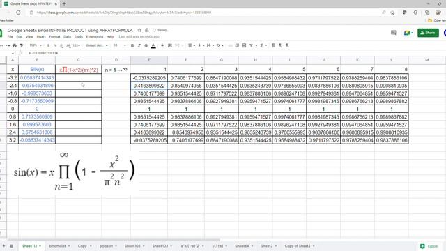 Google Sheets SIN(x) INFINITE PRODUCT SERIES using ARRAYFORMULA also used for Excel смотреть онлайн