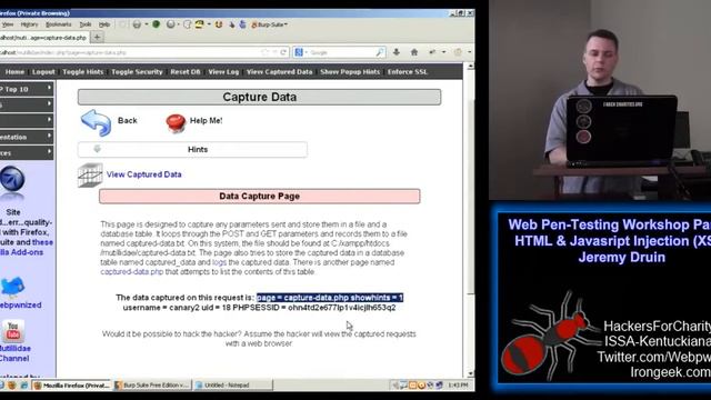 Web PenTesting Workshop Part 9 of 12 HTML & Javasript Injection XSS Jeremy Druin смотреть онлайн