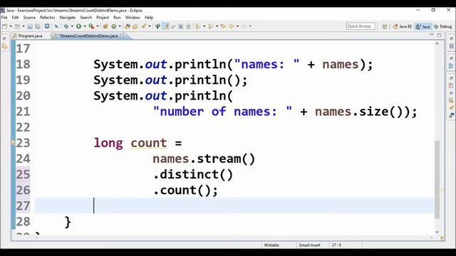 streams count distinct elems in java смотреть онлайн