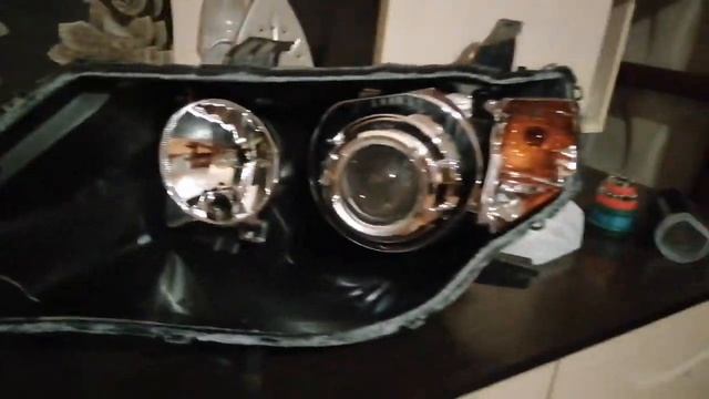 Установка би лед линз Aozoom A13 на Митсубисси Оутлендер.