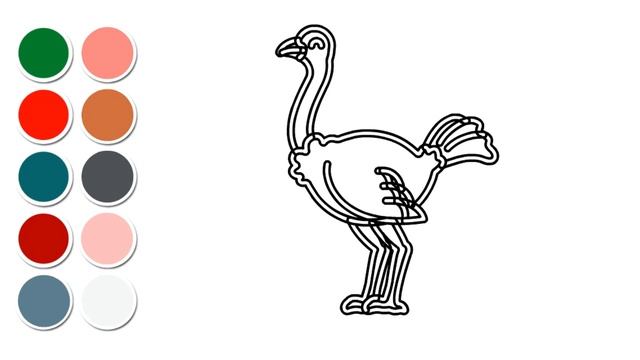 Ostrich Drawing, Painting and Coloring for Kids & Toddlers | Best Nursery Rhymes & Colors for Kids смотреть онлайн