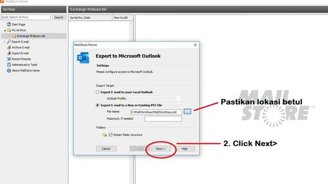 Tutorial convert Archive Email .dat to Outlook Data File .pst using MailStore Home смотреть онлайн