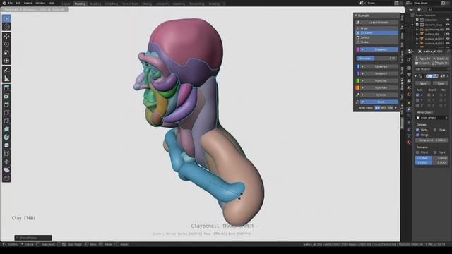 Human head modeling - Bumarin grease pencil addon for Blender 2.80 смотреть онлайн