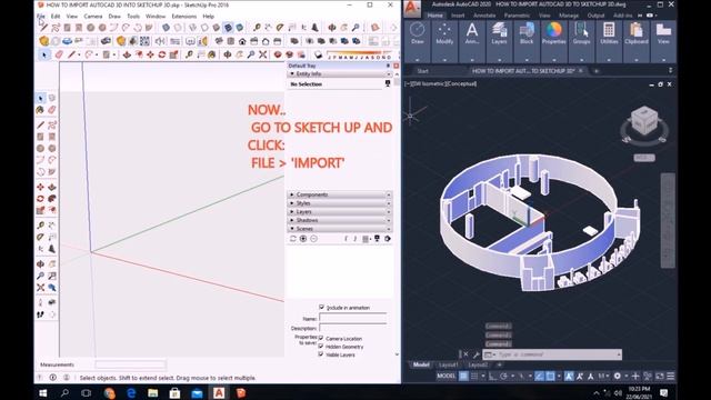 HOW TO TRANSFER AUTOCAD 3D INTO SKETCHUP IN JUST 1 MINUTE : TUTORIAL смотреть онлайн