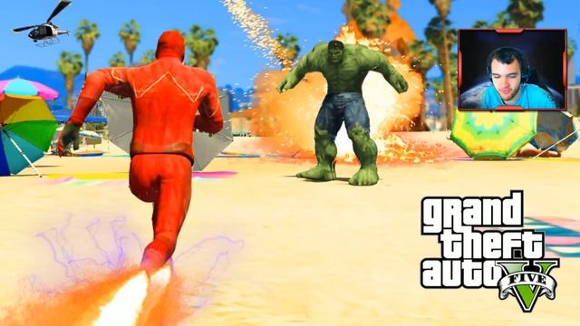 GTA 5 PC Mods - THE FLASH VS. THE INCREDIBLE HULK! GTA 5 SUPERHERO SHOWDOWN #2 (GTA 5 Mods)