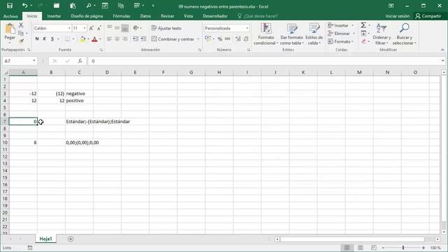 09 Formato Celda Excel: Numero Negativos Entre Parentesis