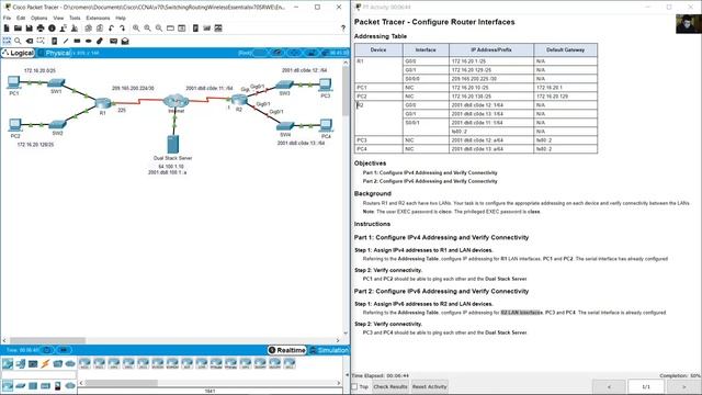1.4.7 Packet Tracer - Configure Router Interfaces смотреть онлайн