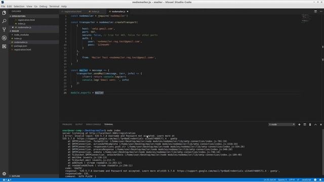 Nodemailer #6. Использование gmail. смотреть онлайн