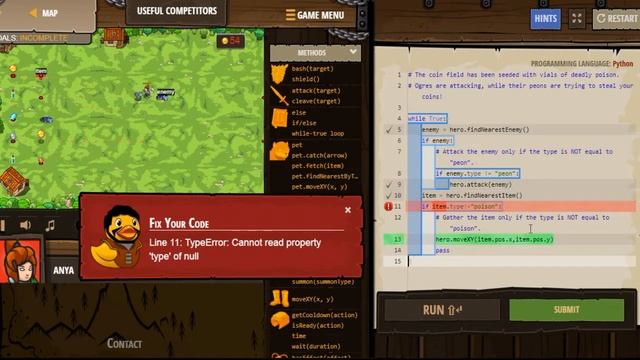CodeCombat.Python. Usful Competitors смотреть онлайн