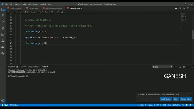 Character Data Type In Java | Char Data Type In Java Tamil