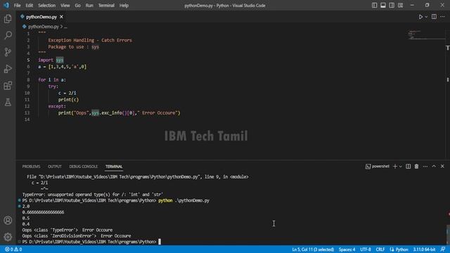 Catching Exceptions using Python in Tamil | Python Tutorial for Beginners смотреть онлайн