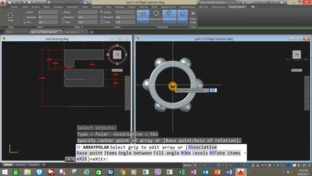 Fidget Spinner in Autocad 3D 2016 (w/ bearings) Part2 смотреть онлайн
