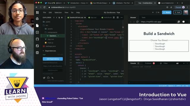 Introduction to Vue (with Divya Sasidharan) — Learn With Jason смотреть онлайн