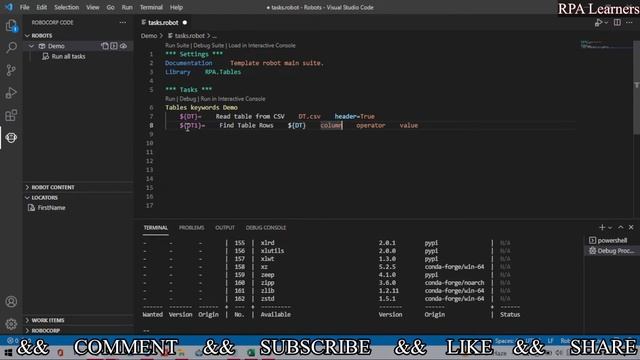 How to filter rows in a table Robocorp | DataTable Automation in Robocorp смотреть онлайн