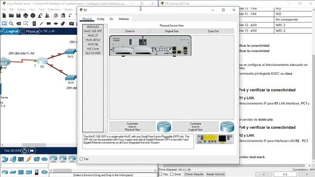 1.4.7 Packet Tracer - Configure Router Interfaces - Configurar interfaces de router смотреть онлайн