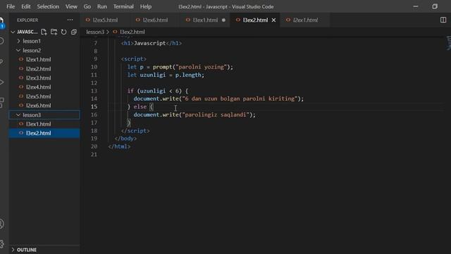Javascript dasturlash tili: 10 - Shartli operatorlar 1, If else смотреть онлайн