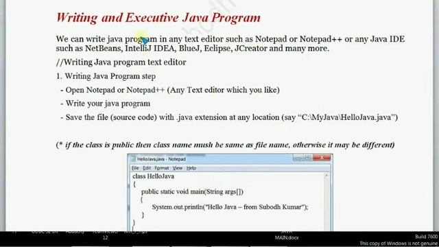 Java Installation & Setup, First Java Program | BCA-4 | Subodh Kumar смотреть онлайн