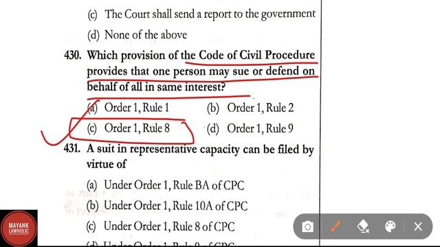 CODE OF CIVIL PROCEDURE, 1908 || TOP 1000+ MCQ || All Judiciary Exams || MAYANK LAWHOLIC