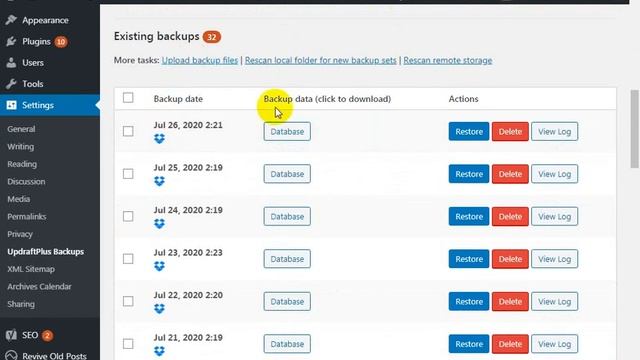 WordPress backup смотреть онлайн