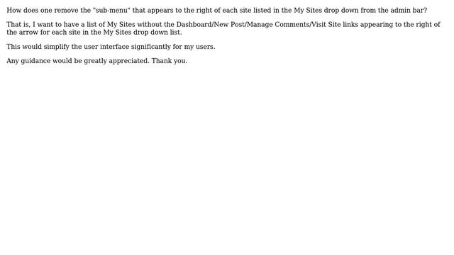 Wordpress: Removing "Sub-menus" from My Sites Drop-down in Admin Bar смотреть онлайн